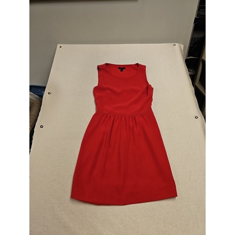 J.CREW J CREW CORAL‎ RED POPPY CAMILLE SLEEVELESS CREPE DRESS SIZE 2 SIDE ZIP